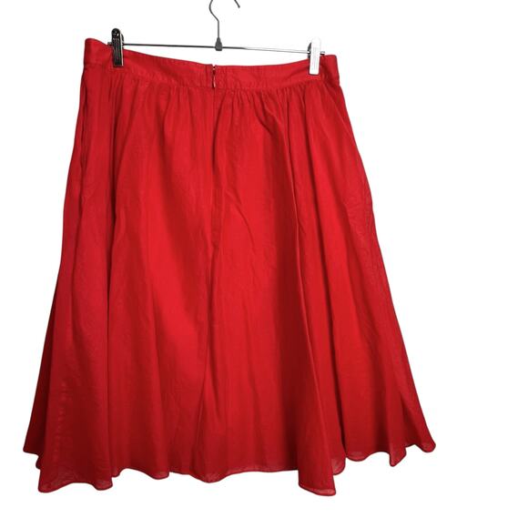 J.Crew Skirt Size 14 Melon Red Flowy A-Line Lined Women’s Cotton - Picture 2 of 8